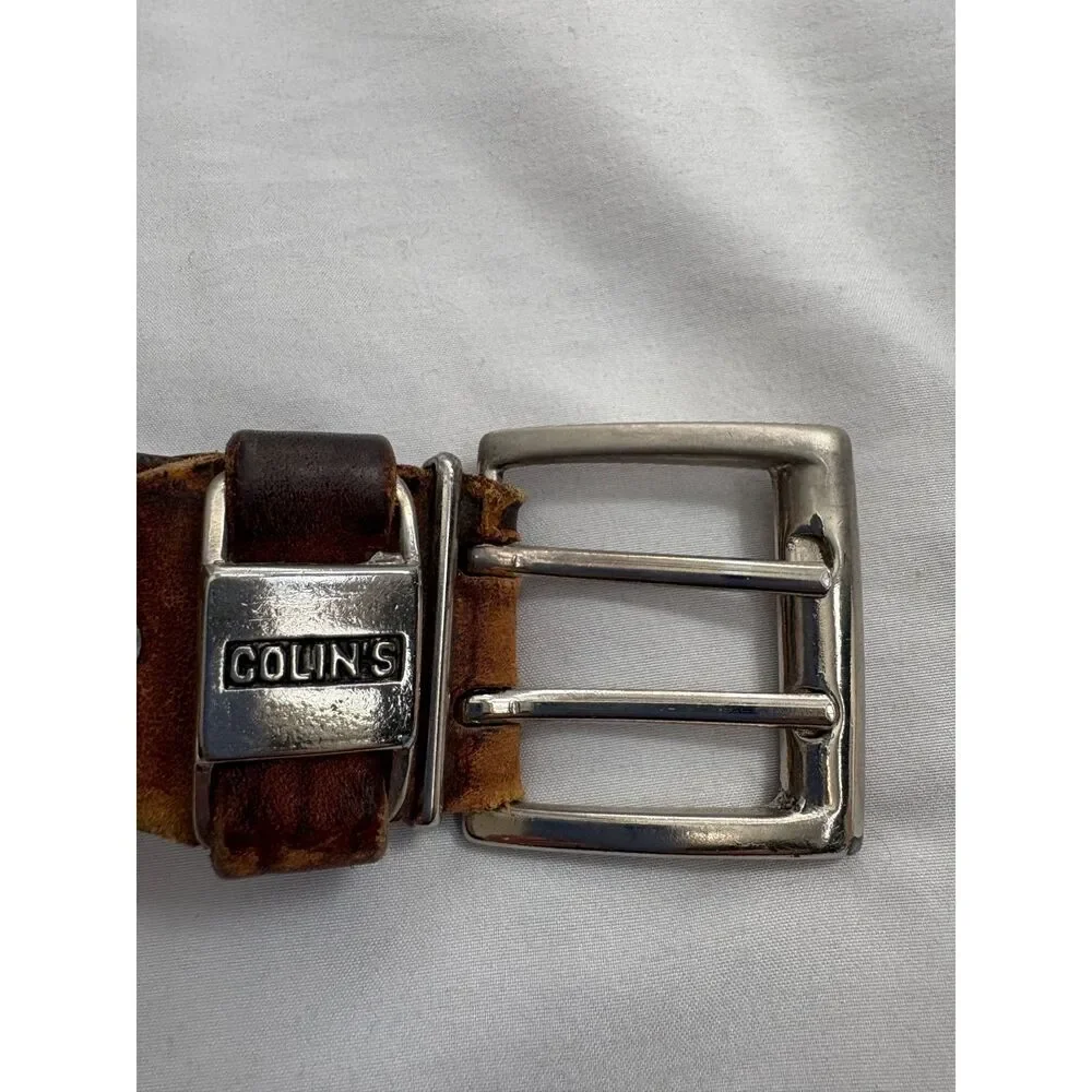 Vintage Colin's Brown Real Leather Belt European Quality Retro 80s 90s